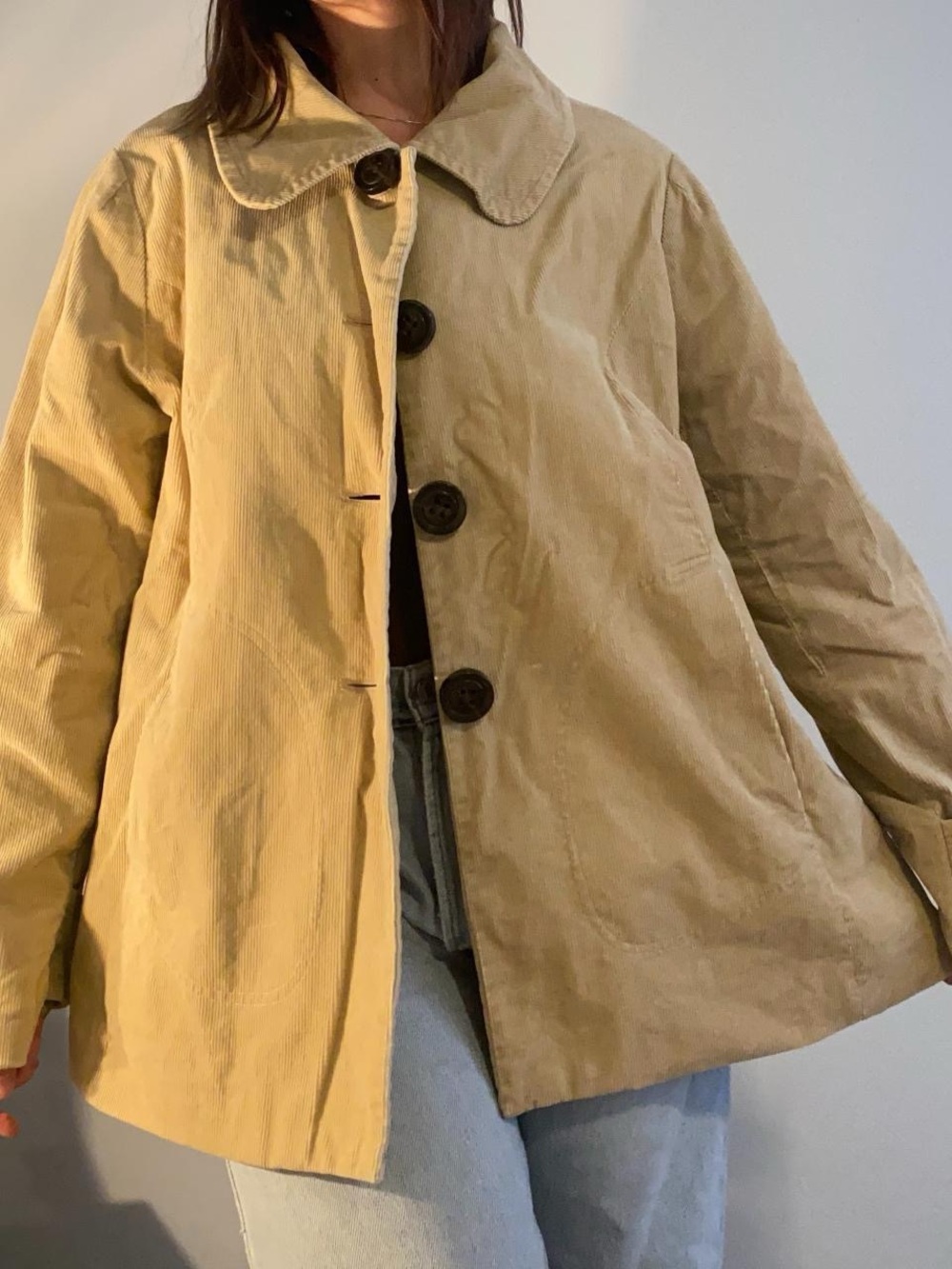 Cato Tan Corduroy Button-Front Trench Jacket